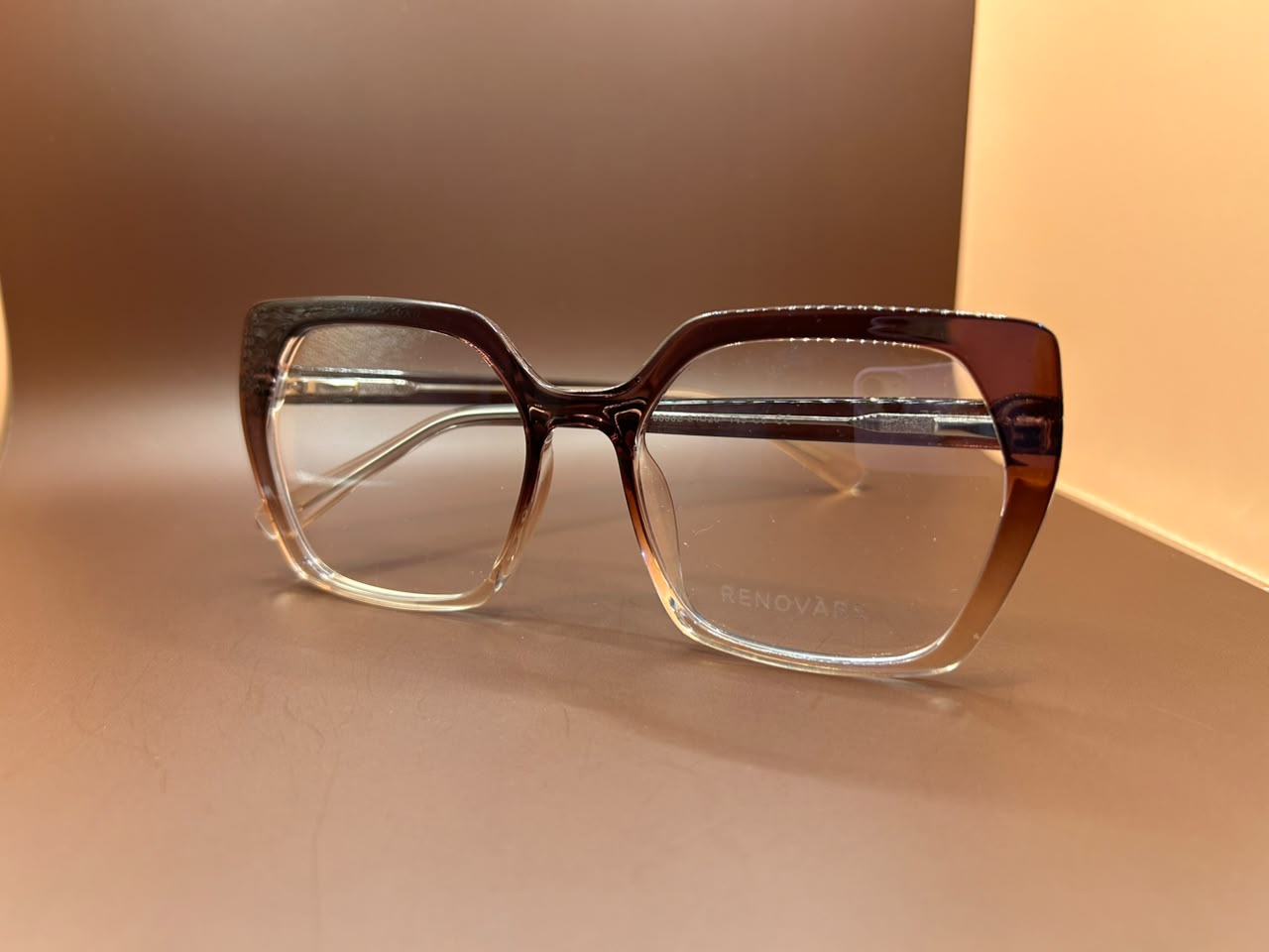Óculos de Grau Feminino Quadrado Oversized Renovare Degradê Vinho e Cristal